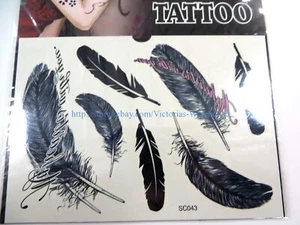 al por mayor tatuajes temporales de plumas arte corporal impresionantes tatuajes falsos - Imagen 1 de 7