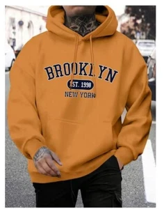 Brooklyn Est 1998 New York Printing Men Hoodies Harajuku Crewneck Hoodie Fashion - Picture 1 of 34