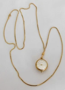 VINTAGE BUCHERER GOLD FILLED 17J PENDANT WATCH W/ 28" AMERIK GOLD TONE CHAIN - Picture 1 of 8