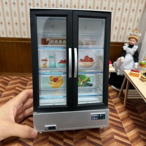 1:12 Scale Dollhouse Double Door Refrigerator Miniatures Kitchen Accessories - Picture 1 of 11