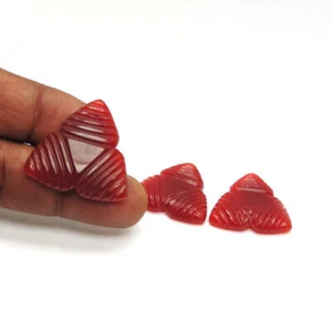 76.55 cts Red onyx gemstone 3 pcs handmade set 31x31x5- 26x26x5mm Onyx carving  - Picture 1 of 2