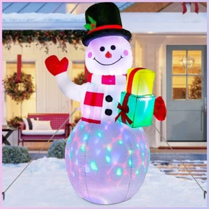 5ft Christmas Inflatables Snowman Outdoor Yard Rotating LED Blow Up Garden Decor - Picture 1 of 15