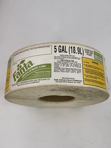 Fanta Green Lemon-Lime 5 Gal Fountain Syrup Sticker Label Roll RARE Coca-Cola - Picture 1 of 4
