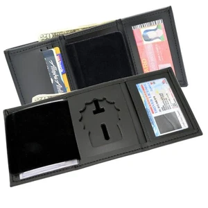 Perfekte Passform dreifach faltbare Leder-Geldbörse versenkter Schnitt passt NYPD Detektivabzeichen - Bild 1 von 6