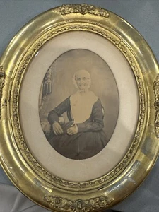 Antique 1800s Civil War era Magnificent Oval Portrait Picture Frame 1863 Woman - Picture 1 of 19