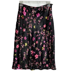 Womens Silk Knee Length Floral Sequin Skirt SZ 2 Whimsigoth Fairy Dark Romantic - Picture 1 of 9