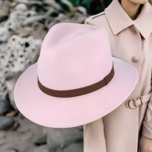Fedora Felt Wool Hat Crushable with Leather Band Unisex High Quality Classic Hat - Picture 1 of 41