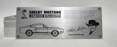 1/8 Shelby Mustang GT500 Super Snake Metal Name Plate Plaque for Agora models - Image 1 of 2