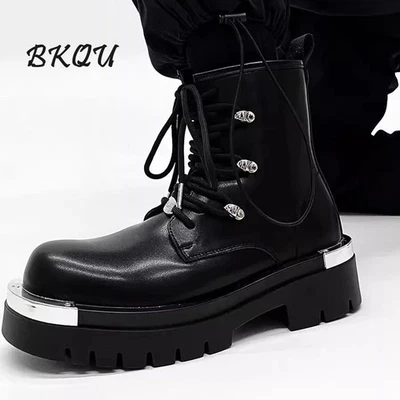 Botas de plataforma Punk Big Head para hombre con aumento de altura zapatos de motocicleta de caña alta Foto 1 de 4