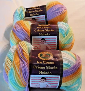 Lion Brand Ice Cream Yarn Banana Split 923 204 Lot 0717 3 Knäuel Pastell Multi - Bild 1 von 3