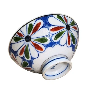 Hand-Painted Japanese Japan Footed Flower Ceramic Rice Soup Bowl - Picture 1 of 4