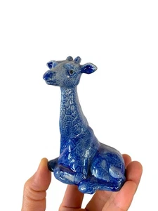 Genuine Betschdorf Alsace French Salt-Glazed Pottery Gigaffe Figurine Blue 4” - Bild 1 von 8