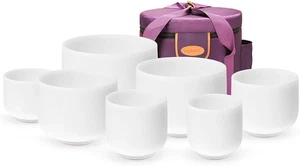 TOPFUND 6-14 inch 432Hz Set of 7 Crystal Singing Bowls with Heavy Duty Carrying - Picture 1 of 1