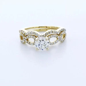 Seitenstein Verlobungsring Set Platin 1,41 Karat runder natürlicher Diamant F VS2 - Bild 1 von 5