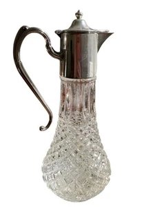 Unique Large Cristal Decanter Retro Vintage Elegant Vine Silver Plated UK Jug - Picture 1 of 8