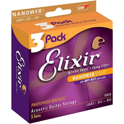 Elixir Elixir Light Nanoweb 磷青铜原声吉他弦 — 第 1/3 张图片