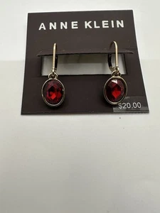 ANNE KLEIN Ohrringe Goldfarben Faux Rot Rubin Strass Original. 20,00 $ - Bild 1 von 1
