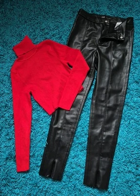 Pullover und Lederhose von Zara, Gr. S - Bild 1 von 4