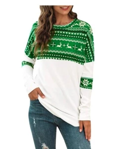 YBENLOVER Womens Merry Christmas Sweatshirt Funny Xmas Long sleeves - Picture 1 of 5