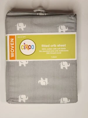 Circo резинке кроватки простыня ребенка ясельного возраста кровать серый с принтом слон новый с ярлыками - Изображение 1 из 2