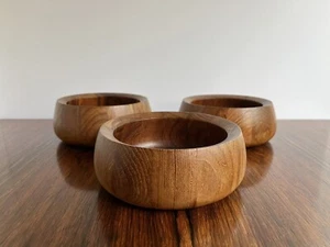 3x DANSK Staved Teak Wood Individual Salad Bowls JHQ Thailand Danish Modern MCM - Picture 1 of 4