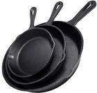 Cast Iron Skillet Cookware 3-piece Set Chef Quality Pre-seasoned Pan 10" 8" 6"