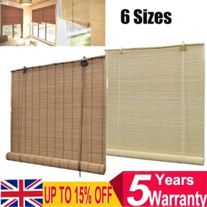 Bamboo Roller Blind Window Hanging Sunshade Brown Beige Curtain Divider 6 Sizes - Picture 1 of 19