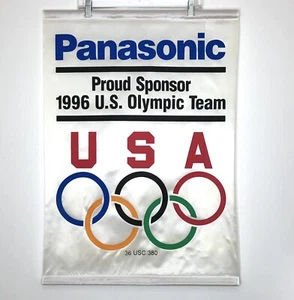 Vintage Olympics 1996 Atlanta Banner Panasonic USA 30x22” NOS - Picture 1 of 8