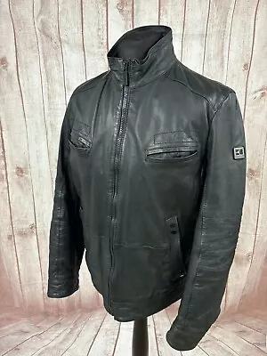 Hugo Boss Black Mens 42” Goatskin Leather Jacket Biker Thermore JERRIE-W - Image 1 of 4