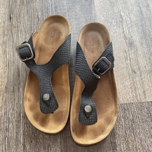 Spring Step Leather Sandals Shoe Black Size 39 Made In Spain Open Toe Summer - Picture 1 of 13