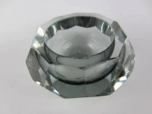 Large geometric murano 10 facet grey sommerso honeycomb art glass bowl 1.8kg - Picture 1 of 10