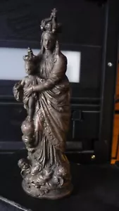 Virgin Mary w Child Jesus Statue | Madonna Infant Antique Metal Figure | 6 INCHE - Picture 1 of 8