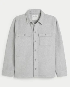 Men's Hollister Cozy Shacket Heather Gray Size S Small Shirt Jacket NWT - Picture 1 of 5