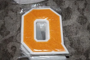 Vintage School Letterman Varsity chenille Letter Q Sport sew patch YELLOW - Picture 1 of 1
