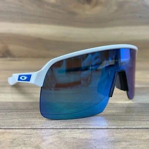 Oakley Men's Sports Sunglasses Frame Black White Wrap Prizm Sapphire Lightweight - Picture 1 of 6