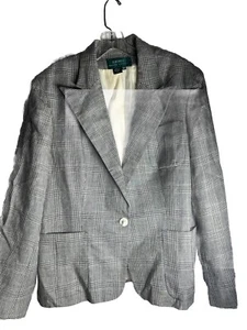 Vintage Lauren Ralph Lauren Green Level Damen Blazer kariert klassisch Größe 16W - Bild 1 von 18