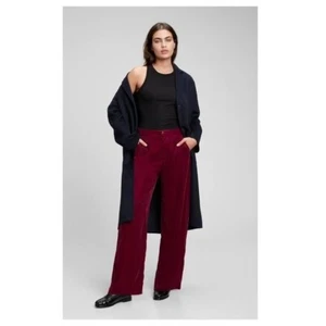 GAP Women Recycled High Rise Wide Leg Velvet Pants Rich Eggplant Size 14 - Picture 1 of 8