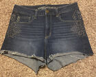 Women’s Size 8 American Eagle Stretch Cut Off Jean Shorts High Waisted Studded  