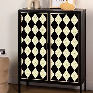 Carta da parati Jiffdiff Black Rice Check motivo diamante 17,3X78,7" vinile PVC adesivo - Foto 1 di 11