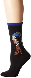 Hot Sox Girl With The Pearl Earing Socks, Royal Purple, 1 Pair, Womens Shoe 4-10 - Picture 1 of 1
