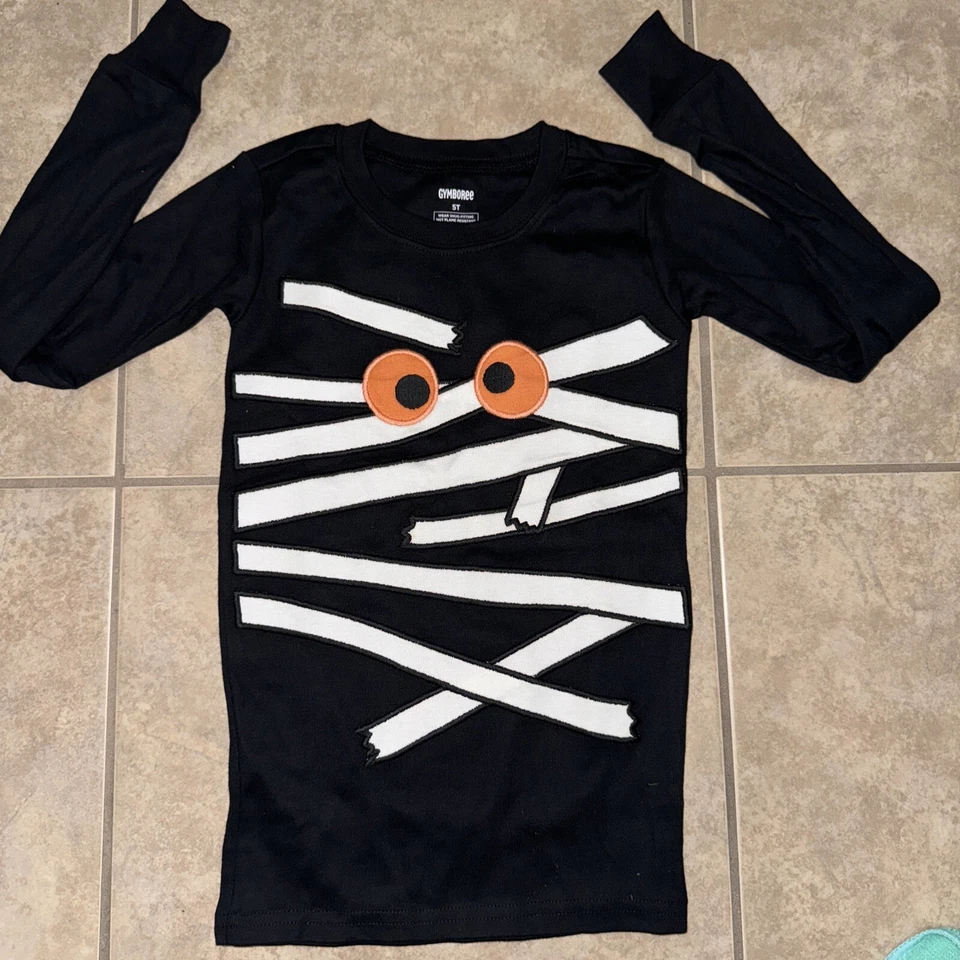 CAMISA TOP PIJAMA HALLOWEEN GYMBOREE NIÑOS NUEVA TALLA 5T GLOBOS OCULARES MOMIA Foto 1 de 4