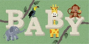 Safari Baby Word Needlepoint Kit or Canvas (For Baby/Nursery/Kids/Animal) - Picture 1 of 2