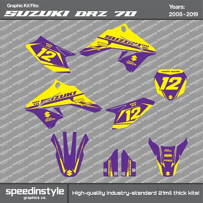 Kit de calcomanías gráficas para Suzuki DRZ70 (2008-2019) DRZ 70 Element kit amarillo púrpura Foto 1 de 2