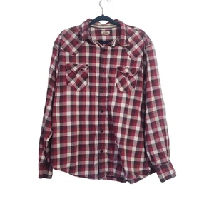 Arizona Jean Men Red White Plaid Button Down Shirt Size XL Cotton Western Rodeo - Picture 1 of 7