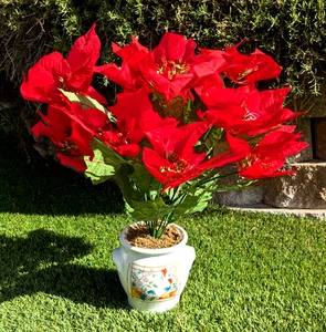 Feiertage Weihnachten künstliche 17" Weihnachtsstern Blumen getopft Tisch Herzstück Neu im Karton - Bild 1 von 6