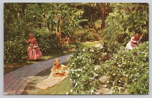 Beautiful Women Picking Gardenias Cypress Gardens Florida FL Postcard - Picture 1 of 2