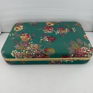 Floral Jewelry Box with Mirror Vintage Trinket Organizer Storage Case Travel - Picture 1 of 5