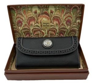 Cartera Continental Dooney & Bourke Grano Guijarro Negro Triple Plegable - Imagen 1 de 24