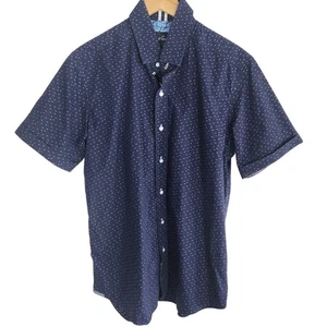 Robert Graham Navy Short Sleeve Button-Up Shirt Large Tailored Fit - Picture 1 of 6