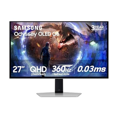 SAMSUNG 27” ODYSSEY G6 SERIES MONITOR QHD 360 HERTZ AMD - Scratch & Dent - Image 1 of 4